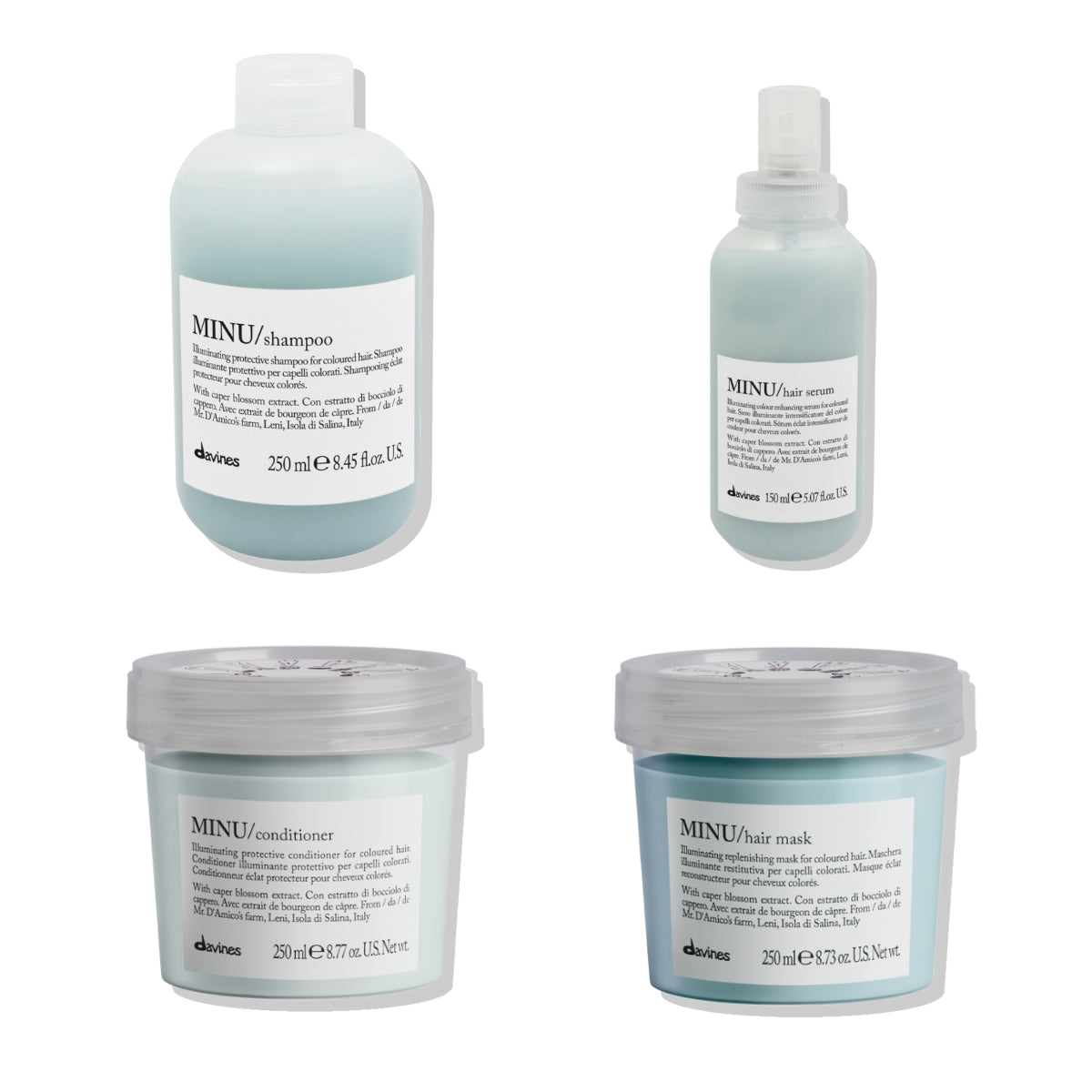 Pack Shampoo + Acondicionador + Máscara + Sérum Minu Davines
