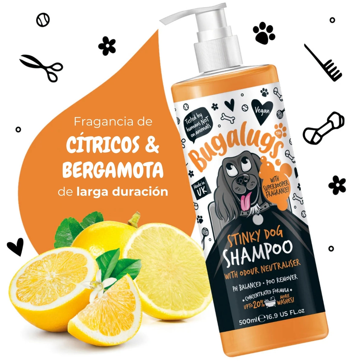 Shampoo Mascotas Desodorante Stinky Dog Bugalugs