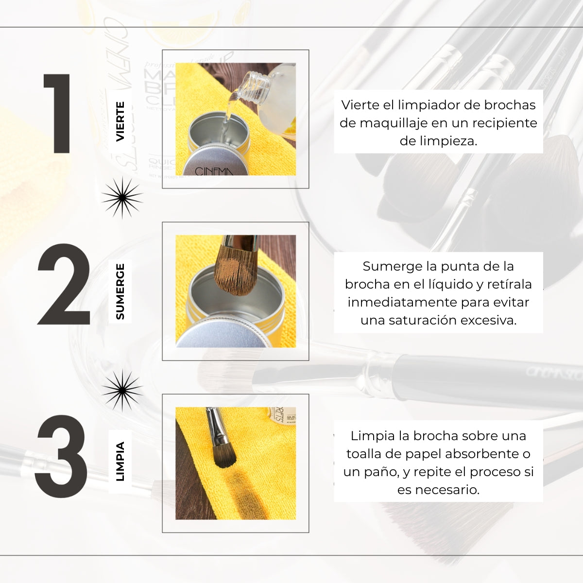 Kit Limpiador Brochas De Maquillaje Limon Cinema Secrets
