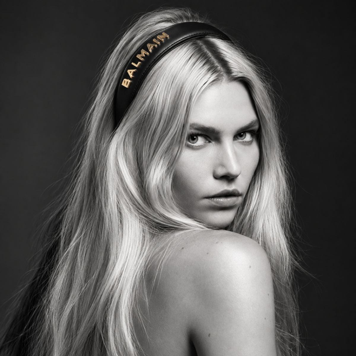 Cintillo Diadema Cuero Logo 18K Balmain