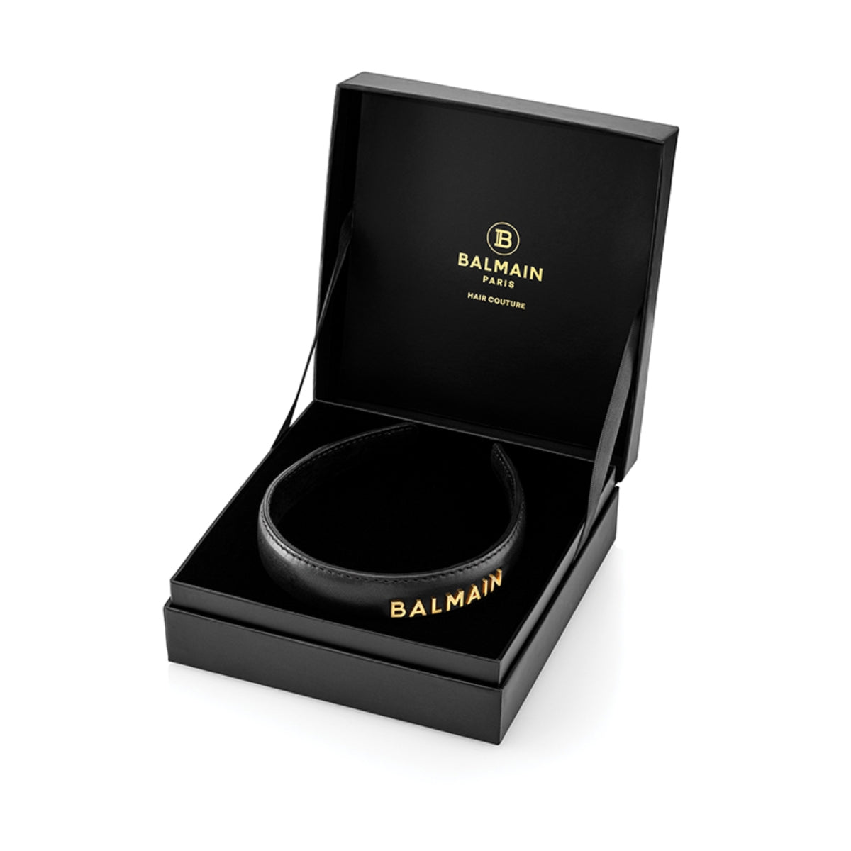 Cintillo Diadema Cuero Logo 18K Balmain