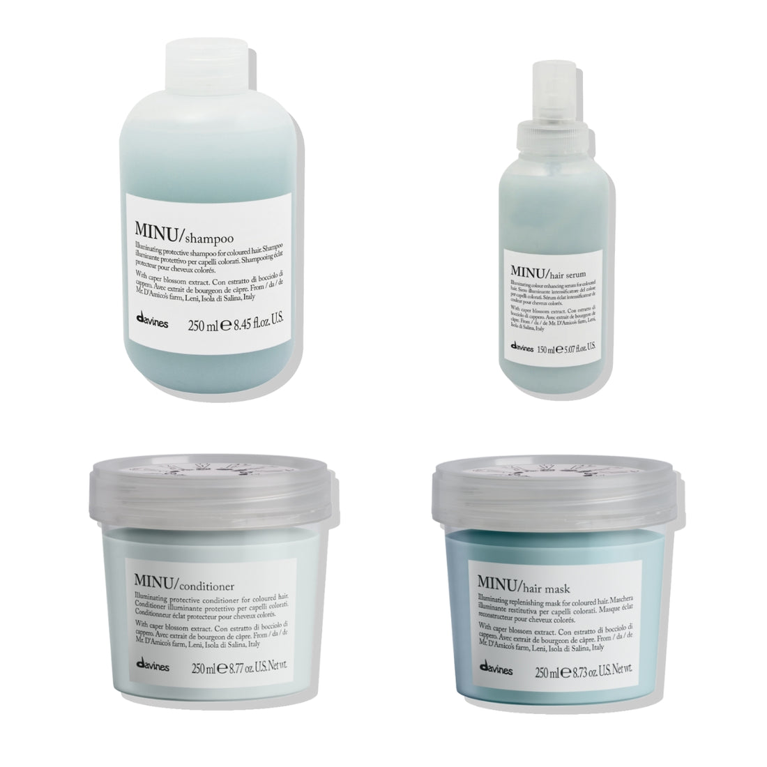 Pack Shampoo + Acondicionador + Máscara + Sérum Minu Davines