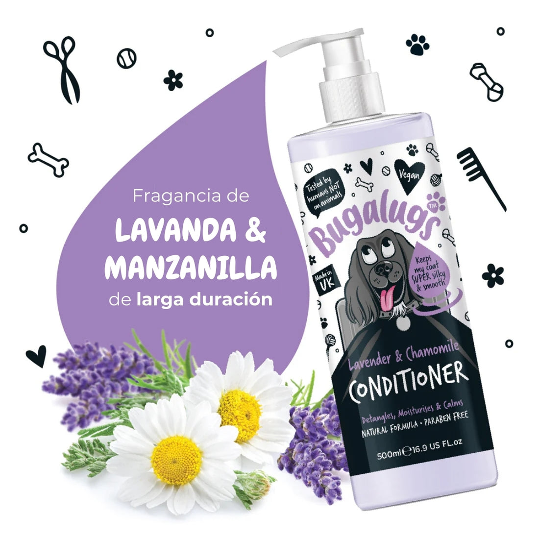 Acondicionador Mascotas Lavanda Manzanilla Bugalugs