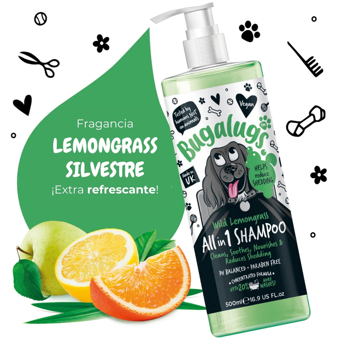 Shampoo Mascotas Refrescante All In 1 Lemongrass Bugalugs