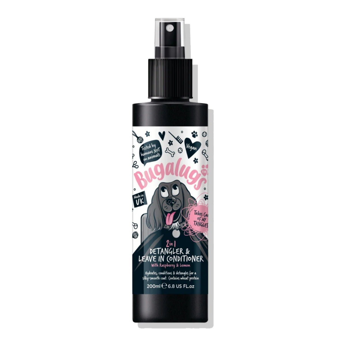 Spray Desenredante Acondicionador Mascotas Frambuesa Limón Bugalugs