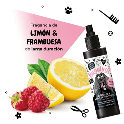 Spray Desenredante Acondicionador Mascotas Frambuesa Limón Bugalugs