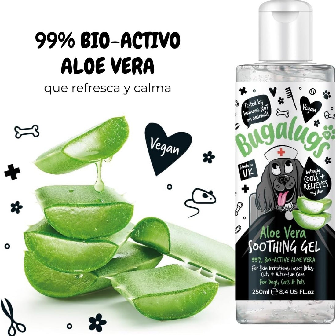 Gel Mascotas Calmante Con Aloe Vera Bugalugs