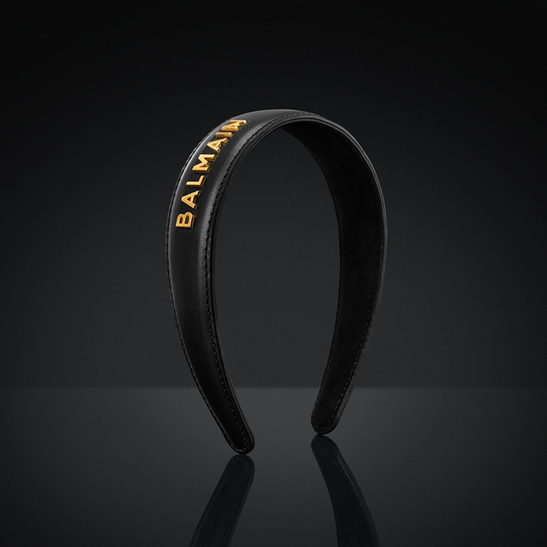 Cintillo Diadema Cuero Logo 18K Balmain
