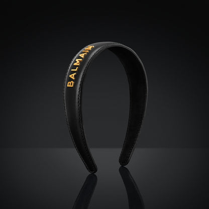 Cintillo Diadema Cuero Logo 18K Balmain