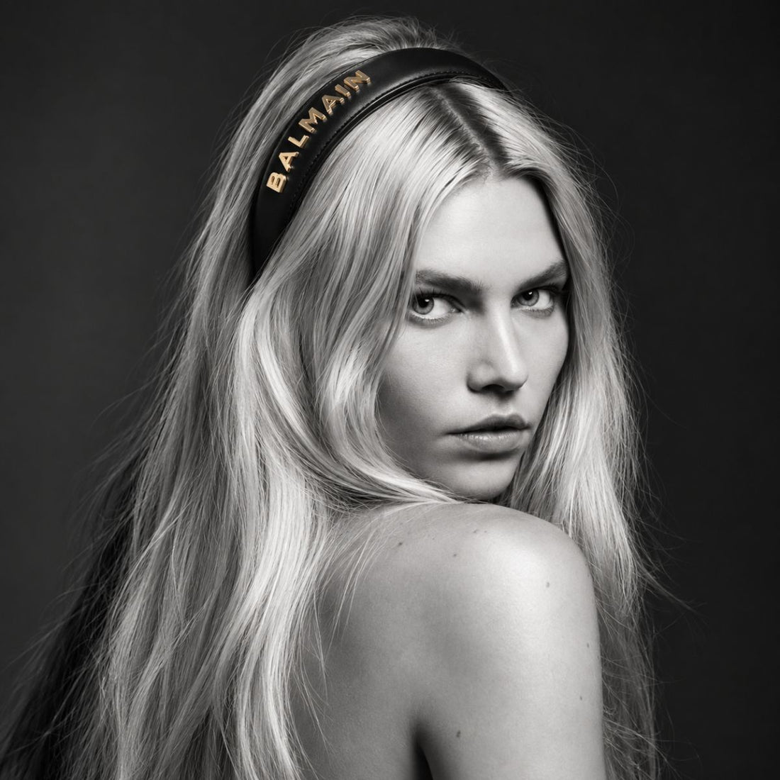 Cintillo Diadema Cuero Logo 18K Balmain