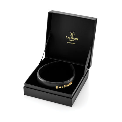 Cintillo Diadema Cuero Logo 18K Balmain